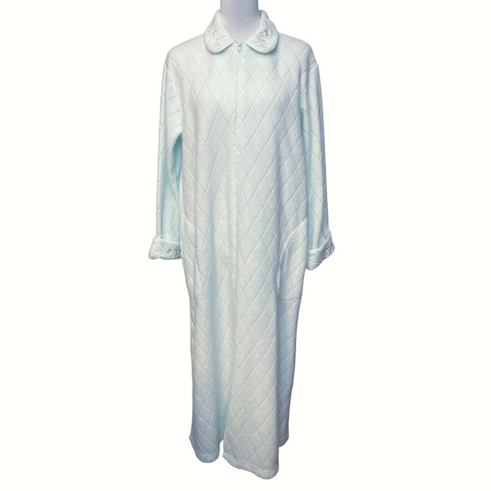 NWT - Miss Elaine Light Blue Zip-Up Soft Touch Robe